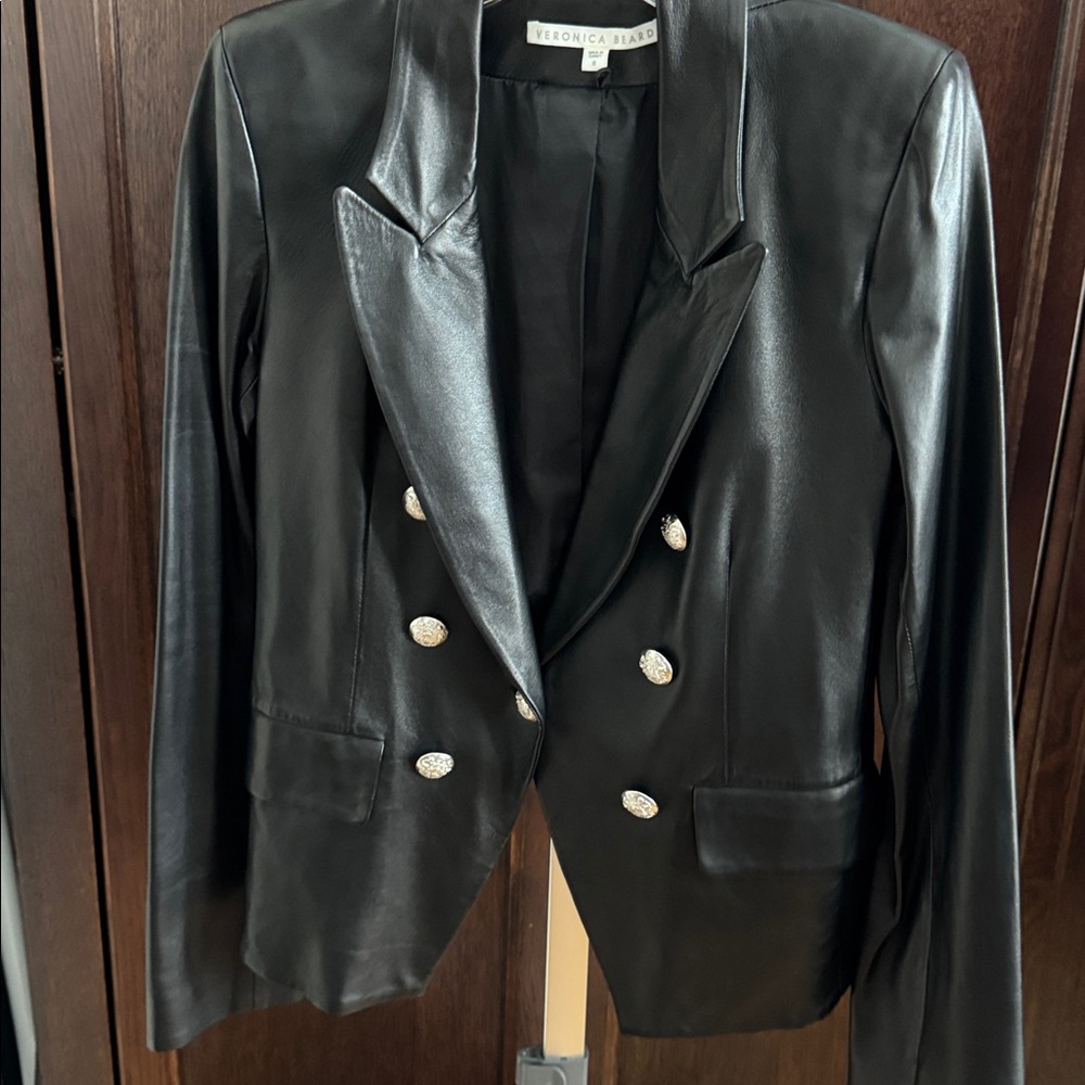 Veronica Beard Cooke Dickey Jacket in Black Lamb Leather